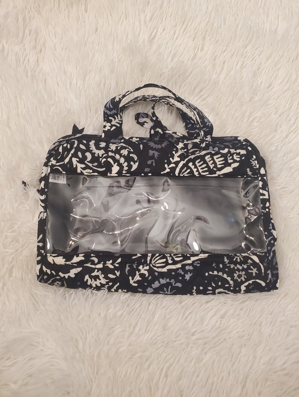 Vera Bradley Black and White Floral Clear-Window Travel Cosmetic Bag